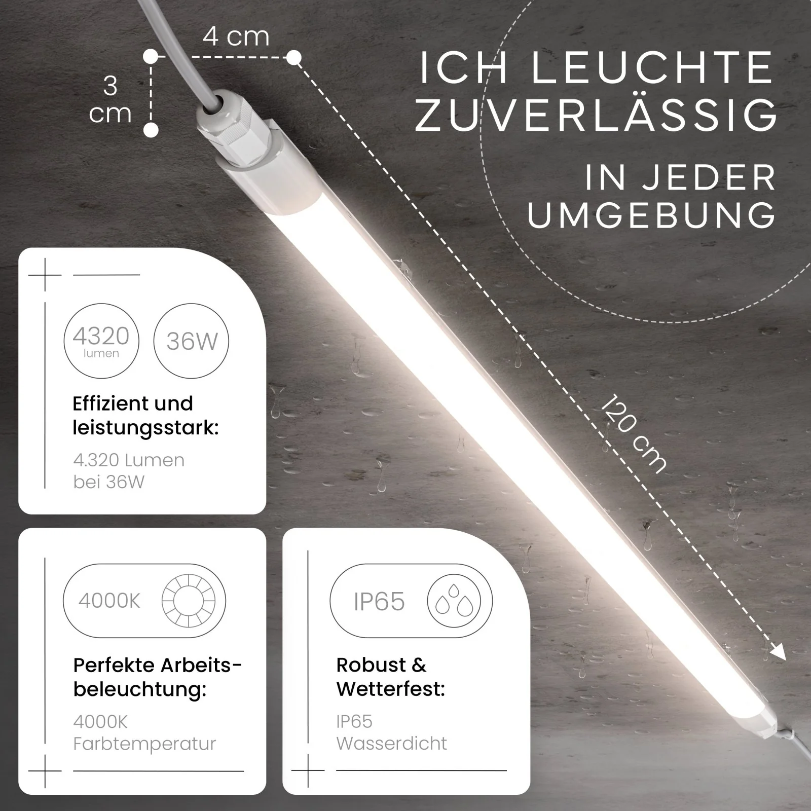 LED Feuchtraumleuchte SLIM, 120cm - Image 9
